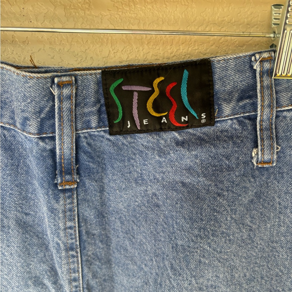 VINTAGE 90s Steel Jeanskirt in Light Blue Denim